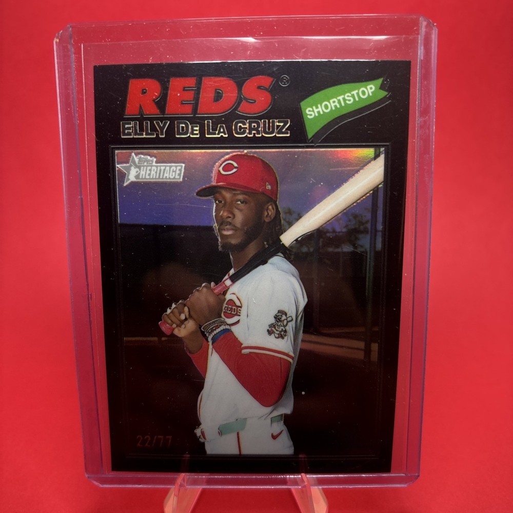 2026 Topps Heritage Elly de La Cruz Black Chrome /77 Cincinnati Reds #70