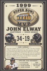 JOHN ELWAY SUPER BOWL XXXIII MVP CUSTOM 4&Prime;x6&Prime; GOAL LINE ART CARD ~ BRONCOS