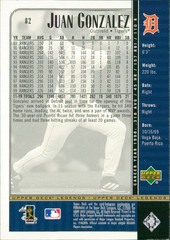 2000 Upper Deck Legends – Juan González #82