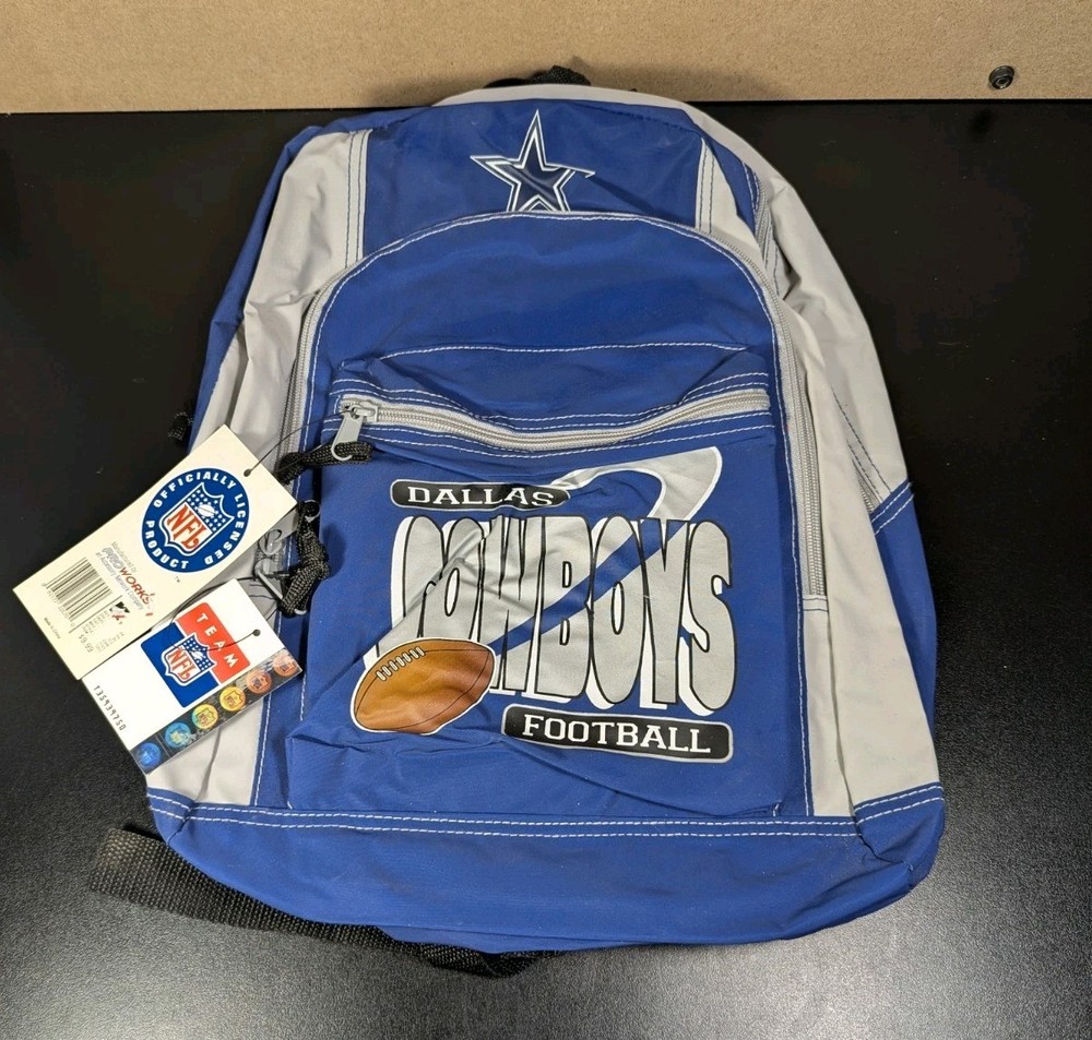 NOS! NFL Dallas Cowboys Backpack Bag Vintage from 1990&rsquo;s Medium Size-gray/blue