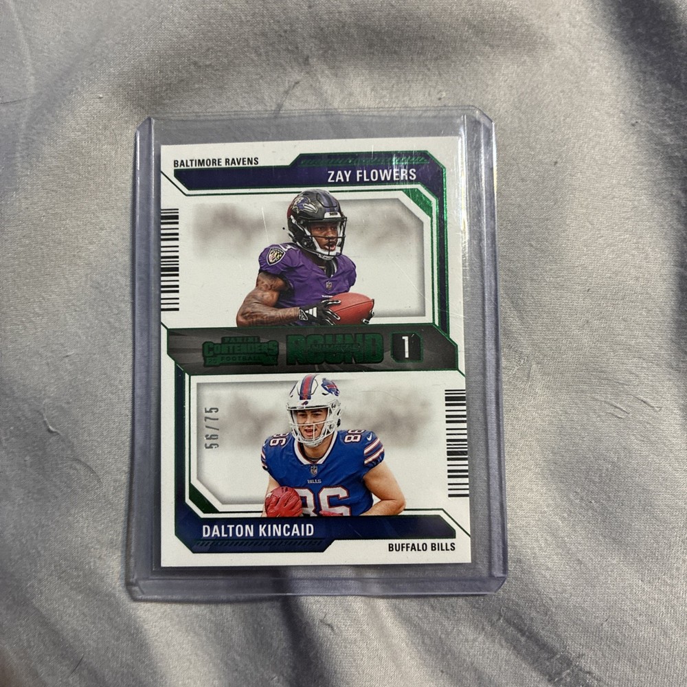 Zay Flowers / Dalton Kincaid Rookie 2023 Contenders Round Numbers Green #/75