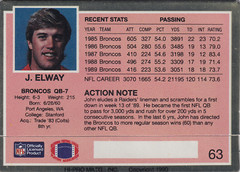 1990 Hi-Pro Action Packed John Elway #63 Denver Broncos
