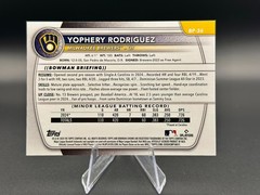 2025 Bowman Baseball – Yophery Rodriguez #BP-36 Green Pattern #/99 | Brewers
