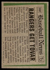 1974 Topps Traded Cesar Tovar Texas Rangers #538T