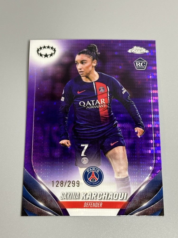 Sakina Karchaoui 2023-24 Topps Chrome Womens 128/299 Purple Pulsar Rookie 35 PSG