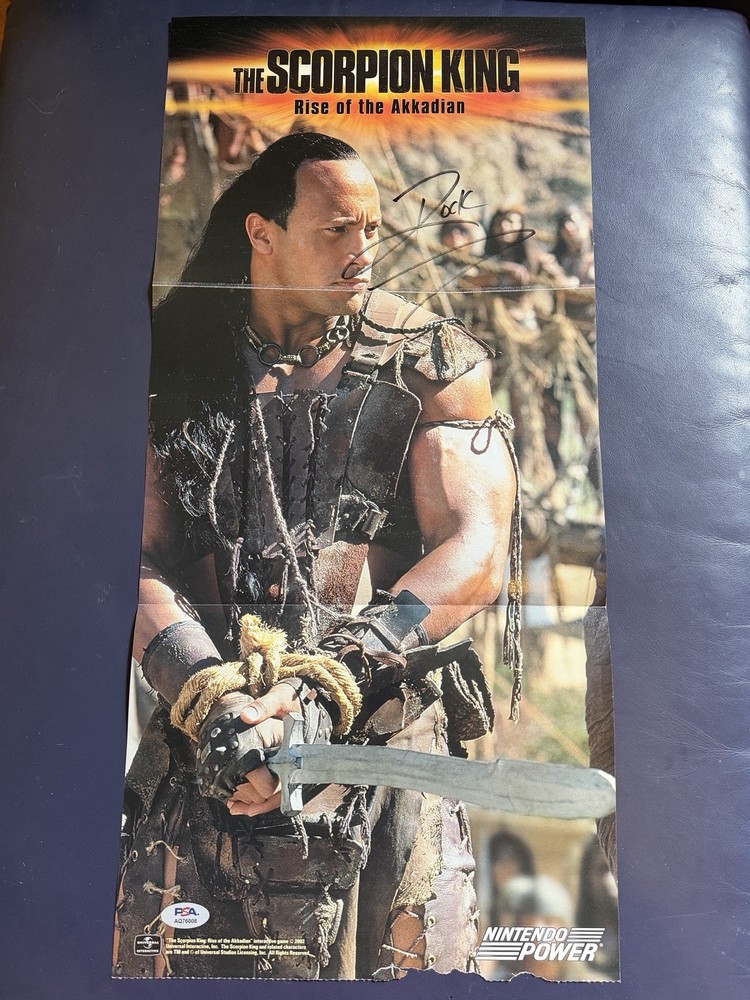 The Rock Signed Nintendo Power Poster PSA Cert Scorpion King Dwayne Johnson WWE
