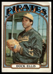 Dock Ellis 1972 Topps #179 Pittsburgh Pirates Low Grade Wrinkled Stained