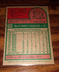 1975 Topps baseball # 186 – WILLIE CRAWFORD Los Angeles Dodgers
