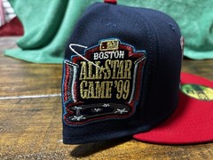 Boston Red Sox 1999 ASG Cascading Logo Navy Red NEW ERA FITTED 7 3/4 Green UV