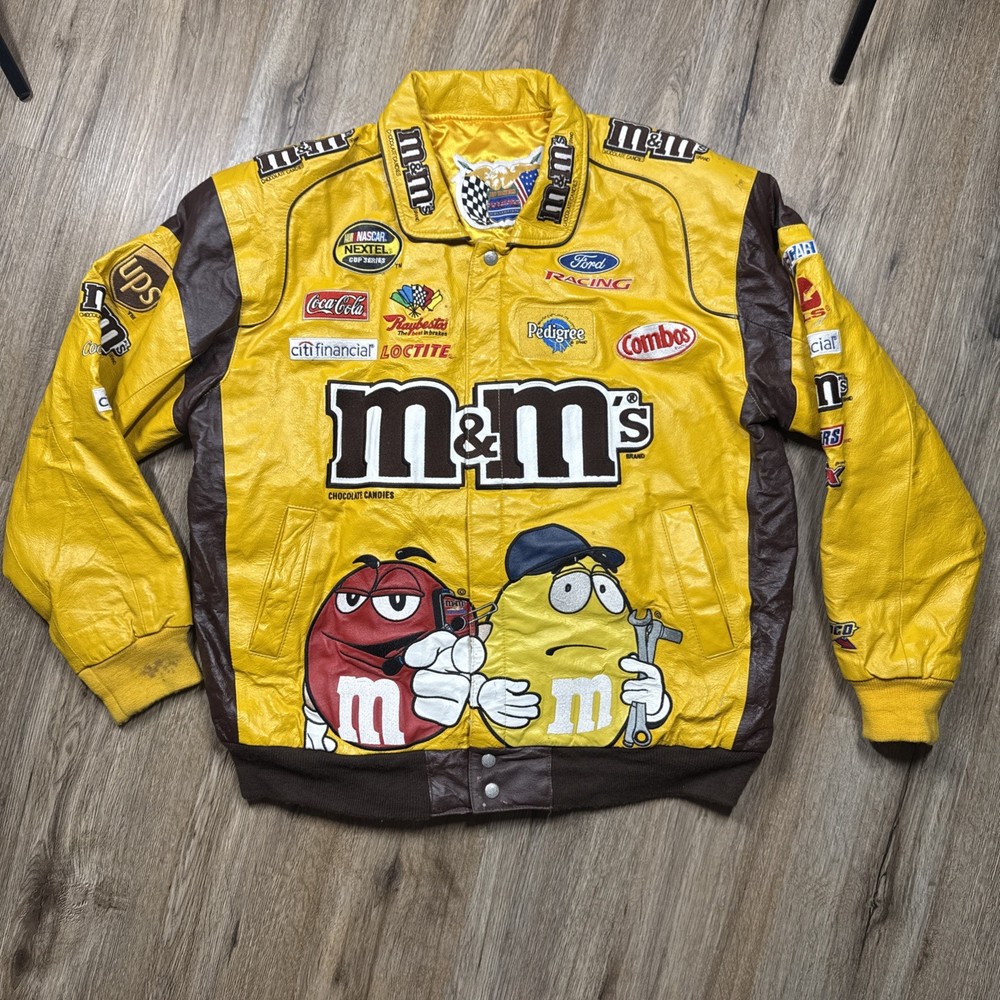 Nascar Jacket Mens L Yellow M&M Elliot Sadler JH Design Jeff Hamilton Chase