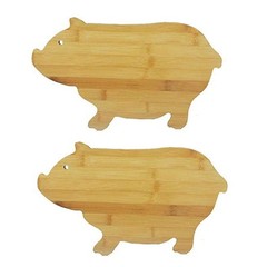 JB Home Collection, 2-Pack Pig Shaped Bamboo Cutting 13.5&Prime;L x 7.5&Prime;W, Yellow
