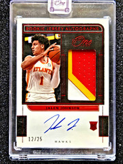2021-22 Jalen Johnson Panini One and One Prime Rookie Jersey Autographs Red /25
