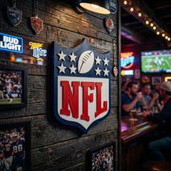 NFL Shield Wall Shelf Desk Sign 3D Football Fan Decor Man Cave