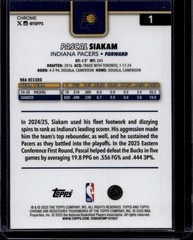 2025-26 Topps Chrome #1 Pascal Siakam Yellow Refractor #/275