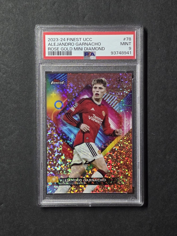 Alejandro Garnacho Rose Gold Mini Diamond /50 PSA 9 Mint 23/24 Topps Finest UCC