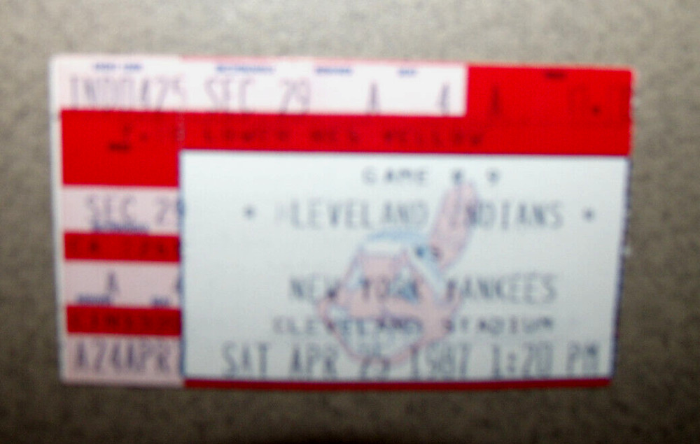 Cleveland Indians 4/25/1987 Ticket Stub vs NY Yankees Rick Rhoden CG 4 Hitter L