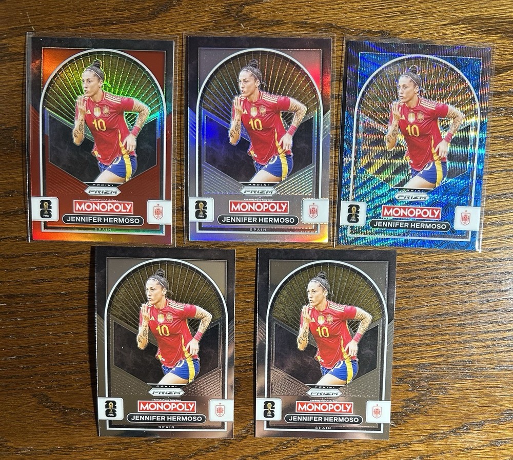 x5 Lot Jennifer Hermoso Red + Blue + Silver Prizm Monopoly World Cup Spain