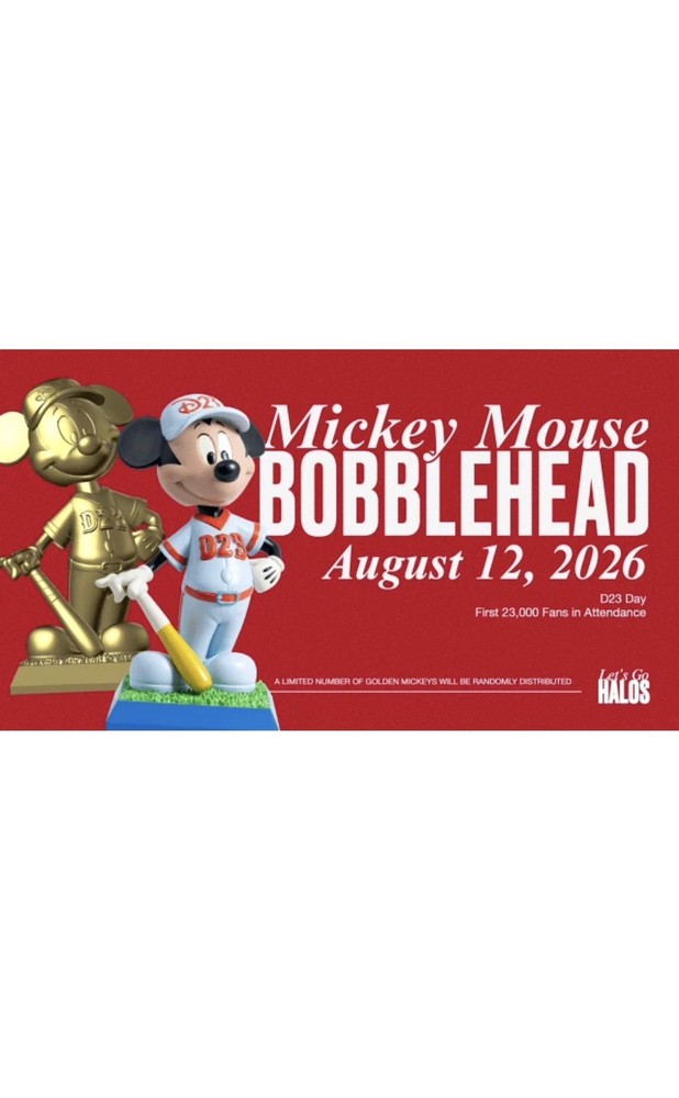 ANGELS MICKEY MOUSE D23 BOBBLEHEAD STADIUM GIVEAWAY 8/12/26 NIB FAST SHIPPING