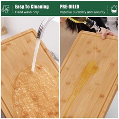Homaxy Extra Large Organic Bamboo Cutting Boards for 24&Prime;L x 18&Prime;W, Natural