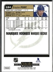 16/17 O-Pee-Chee OPC Platinum RC #184 Brayden Point – Tampa Bay Lightning