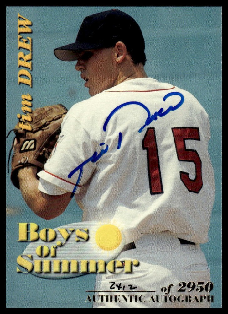 2001 Royal Rookies Throwbacks #BOS2 Tim Drew Boys of Summer Autographs #/2950