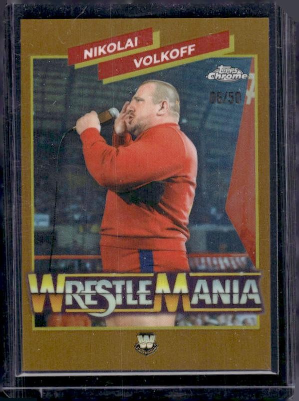 2026 Topps Chrome WWE #WMR-6 Nikolai Volkoff WrestleMania Recall Gold #/50