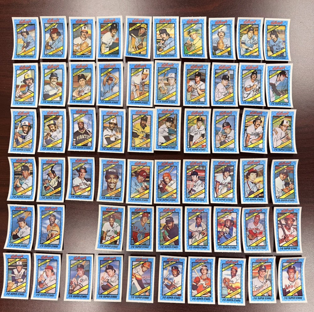 1980 Kellogg&rsquo;s 3-D Super Stars Baseball Near Set 59/60 NM NO CRACKS