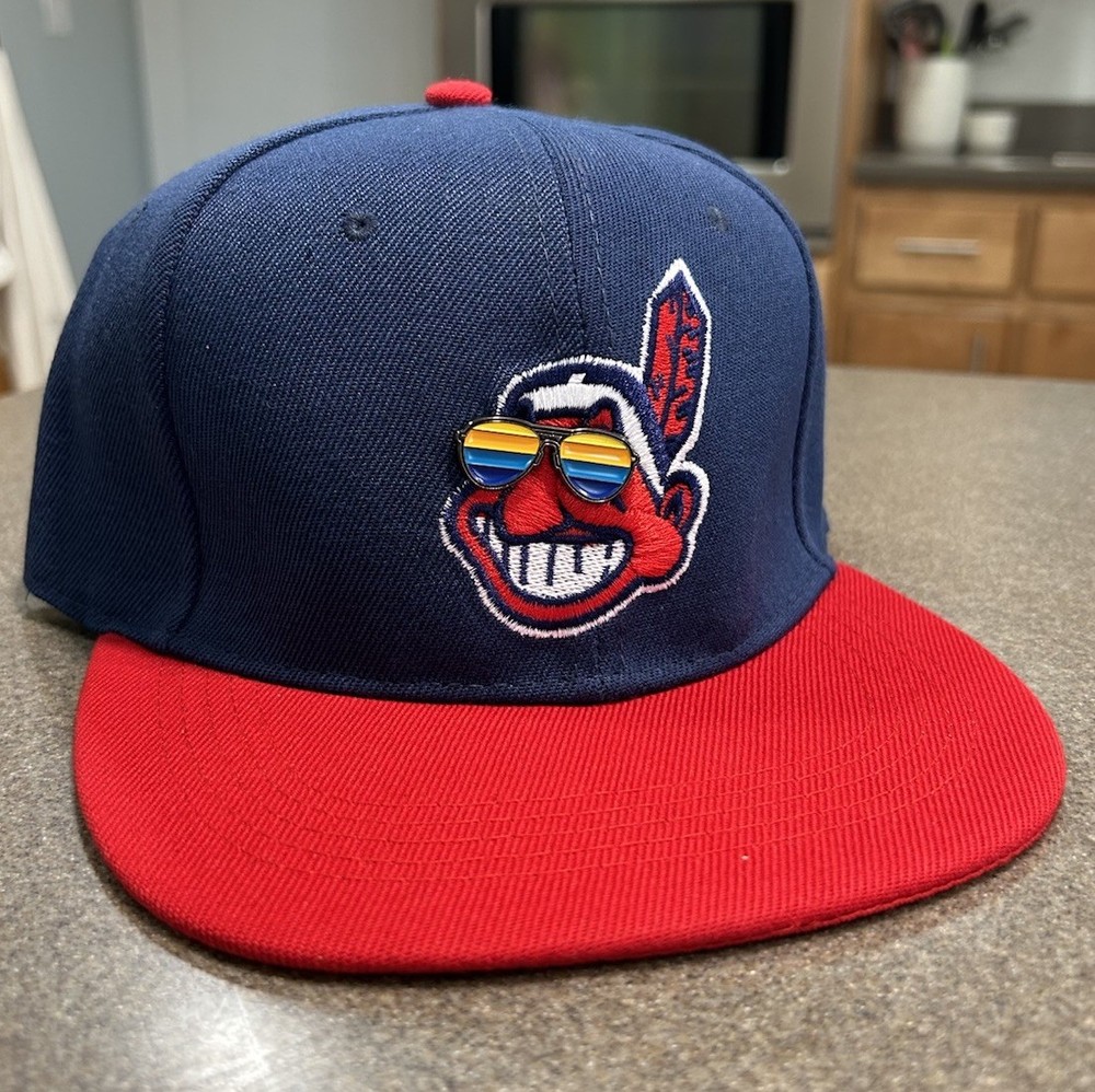 NEW Fan Made Custom Chief Wahoo W/Enamel Sunglasses Adjustable Snapback Hat 😎