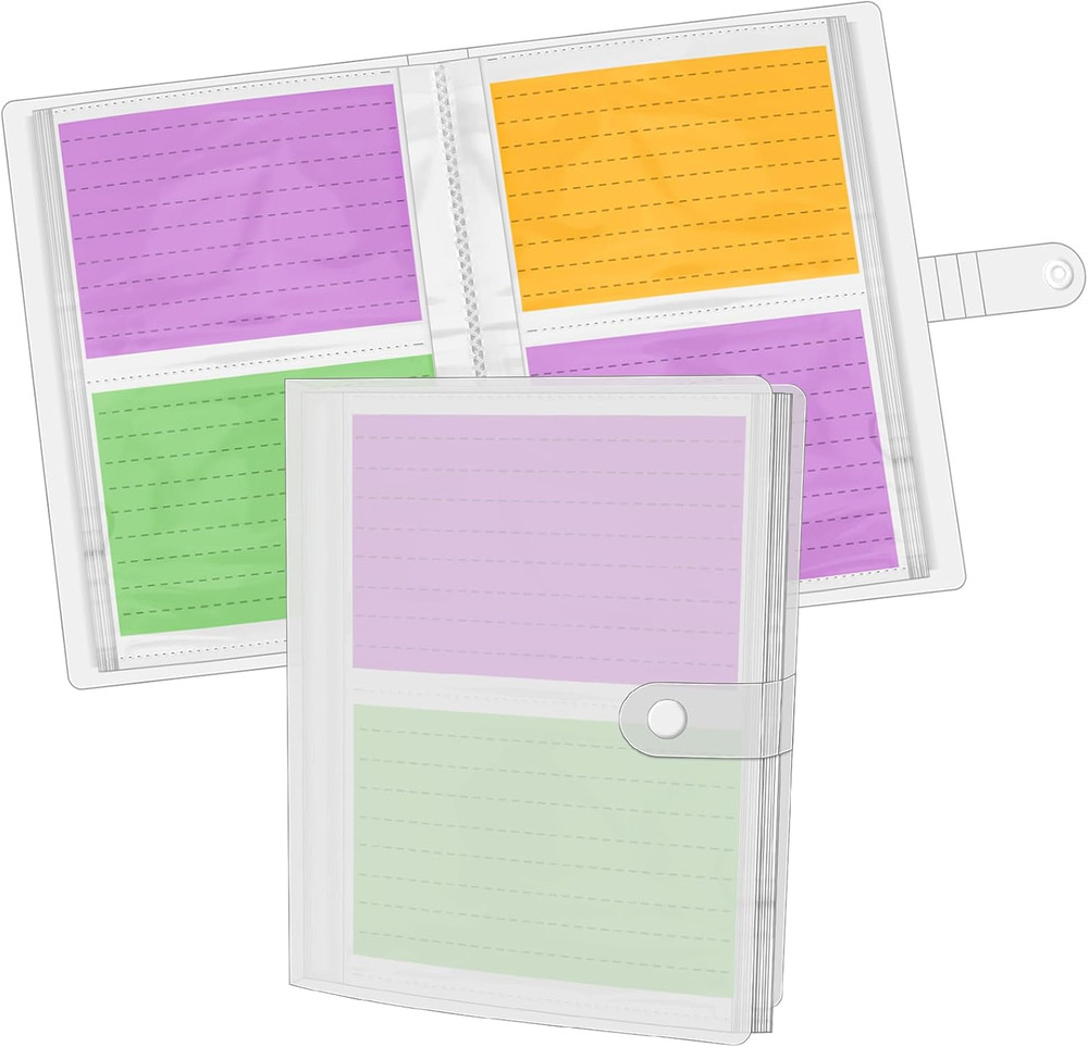 2 Pack 3×5 Index Card Holders with 400 Pockets, Plastic Sleeves, Organizer for