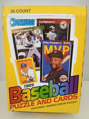 1989 MLB Donruss Baseball Puzzle And Trading Cards Box of 36 Sealed Wax Packs