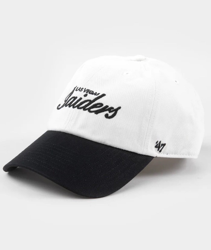 Las Vegas Raiders &rsquo;47 Brand Black/White Clean Up Adjustable Dad Hat