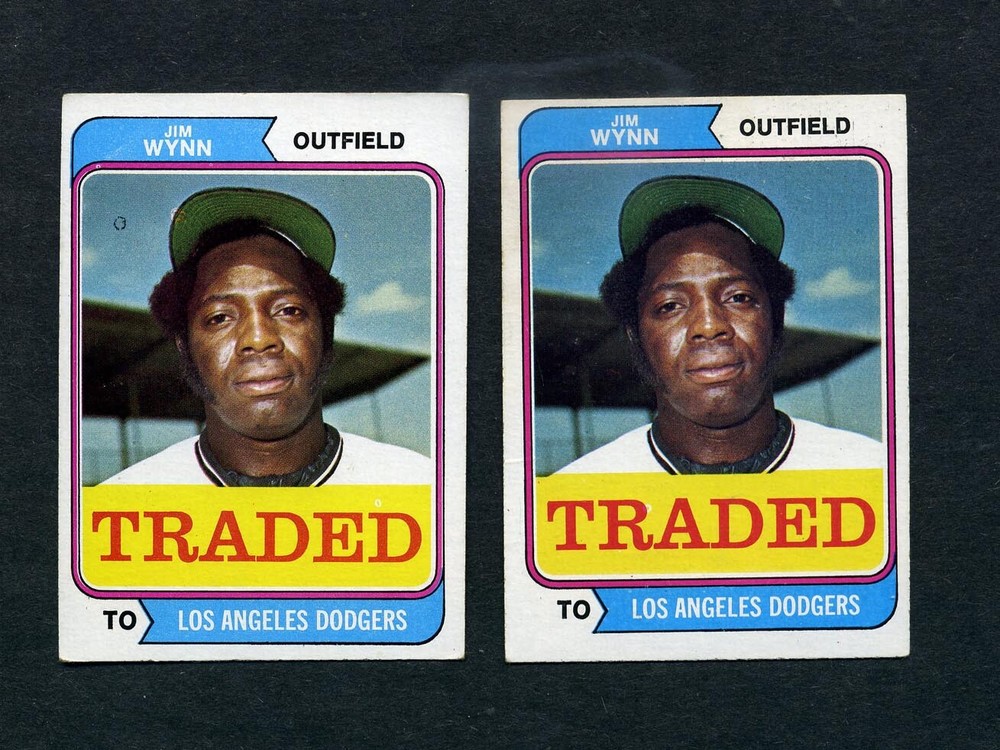 1974 TOPPS TRADED #43T JIM WYNN « TOY CANNON » STRANGE « ORB » ERROR VARIATION PAIR
