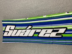 FOCO NASCAR 99 Daniel Suarez Hyperstripe Knit Scarf Blue Green Cool