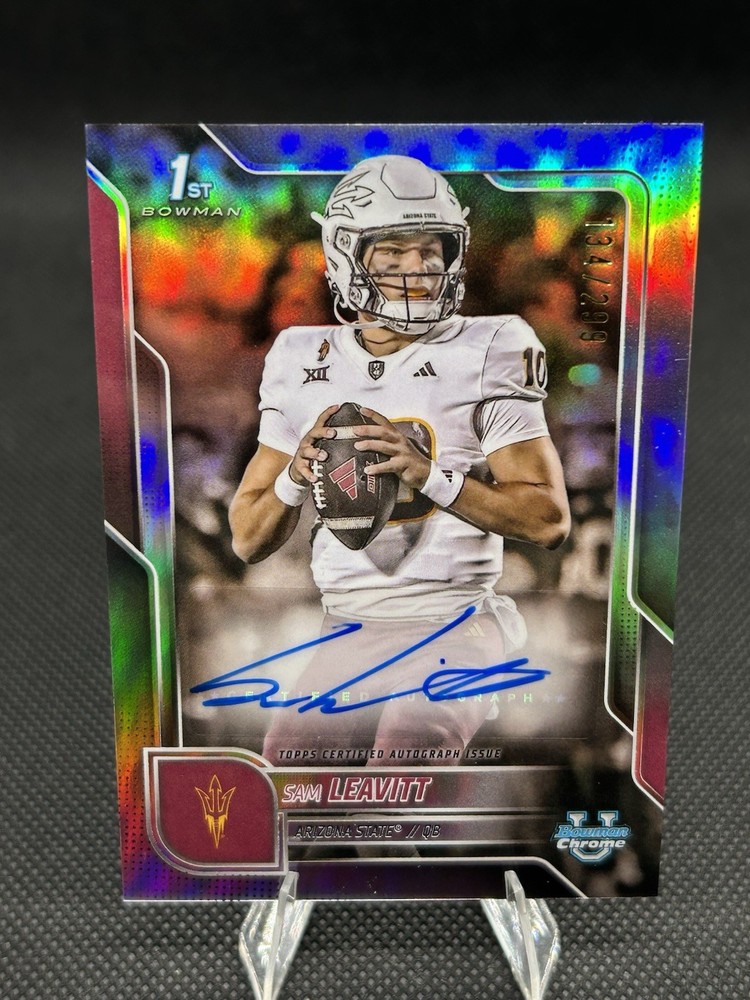 Sam Leavitt 2025 Bowman Chrome 1st Bowman Auto Refractor /299 Arizona State