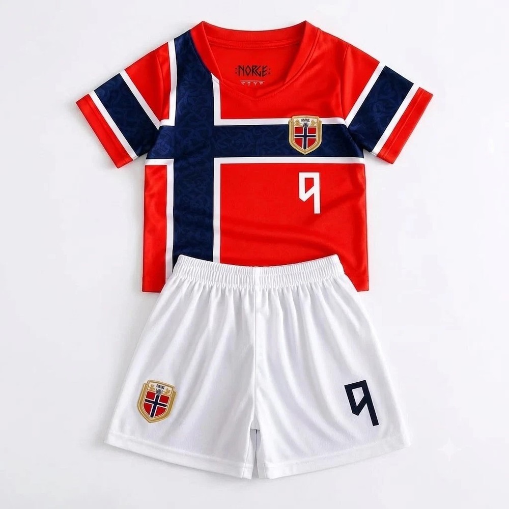 Norway Jersey For Kids, Haaland #9 Jersey & Shorts Set,Gift For Norway Fans
