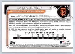DAKOTA JORDAN GIANTS RC 1st card 2024 BOWMAN DRAFT #BD-71