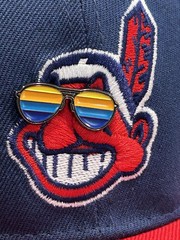 NEW Fan Made Custom Chief Wahoo W/Enamel Sunglasses Adjustable Snapback Hat 😎
