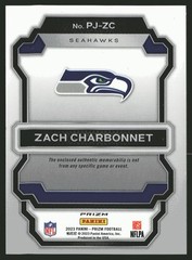 2023 Panini Prizm #PJ-ZC Zach Charbonnet Premier Jerseys Neon Green Pulsar MEM