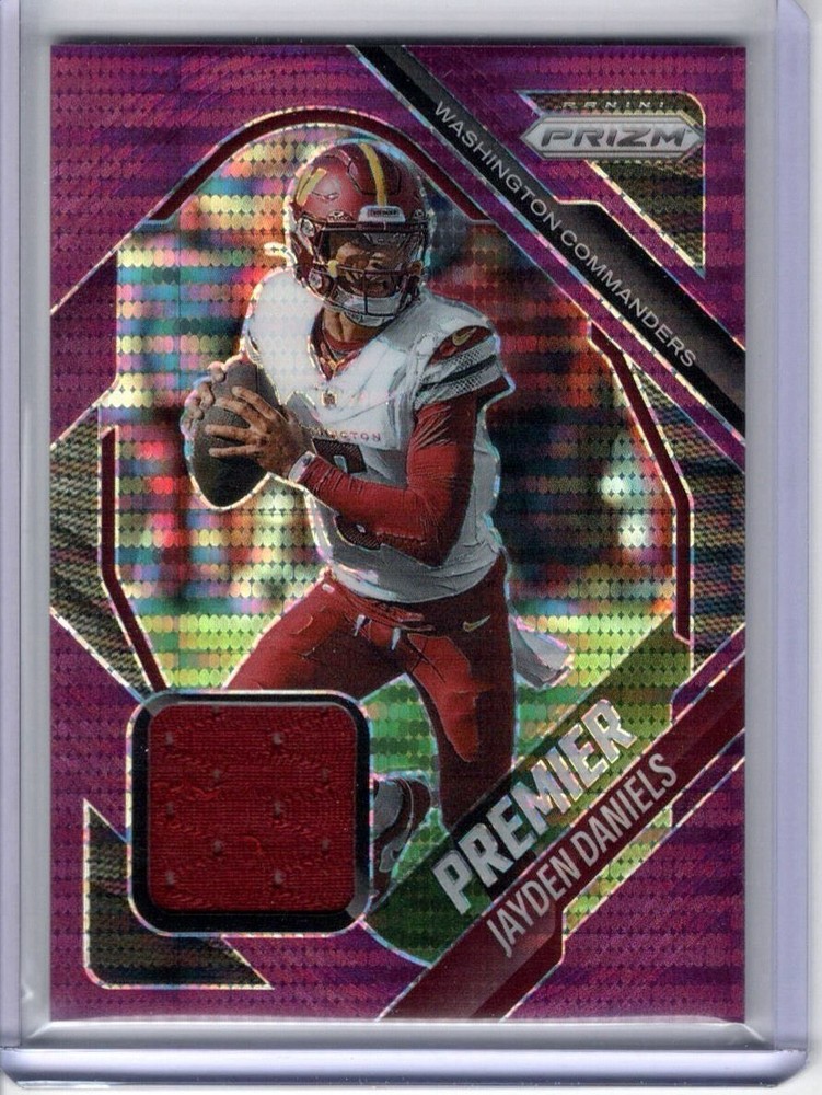 2025 Panini Prizm – Premier Jerseys Jayden Daniels #PJY-THL Purple Pulsar (MEM)