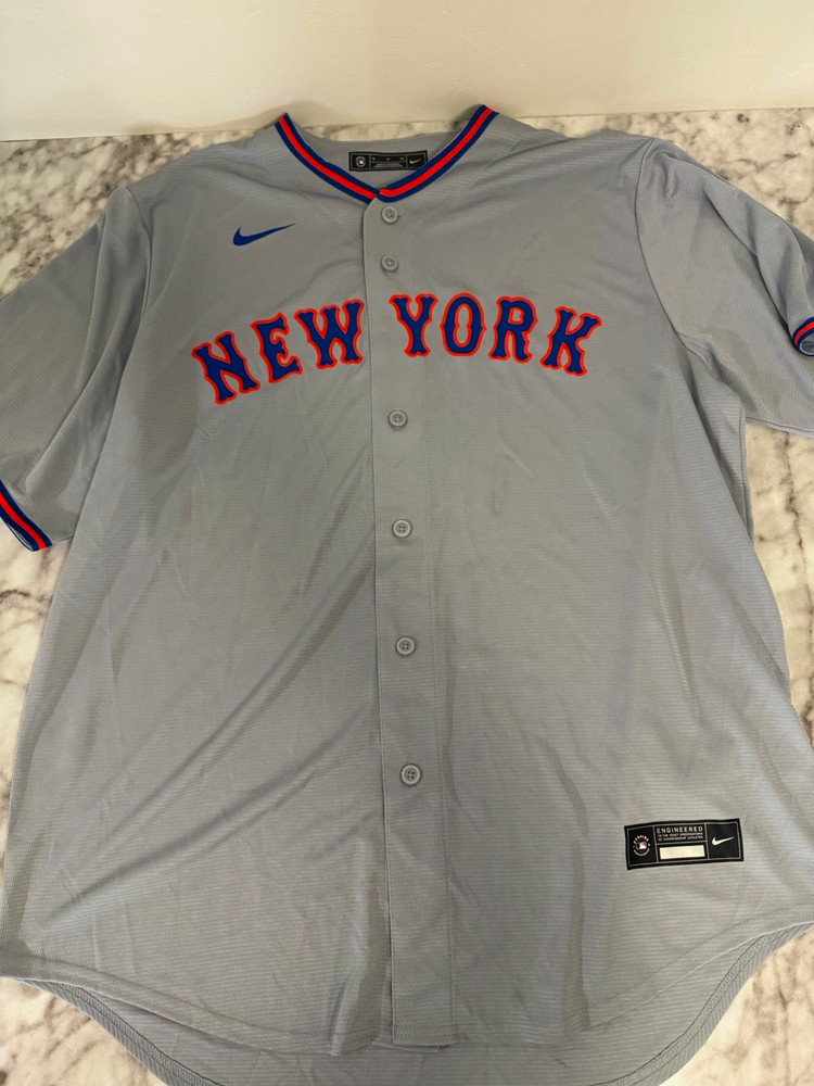 Nike New York Mets MLB Baseball Jersey Button Front XL Gray Blue Orange