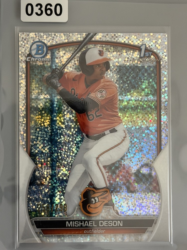 2023 Bowman – Chrome Prospects Mishael Deson #BCP-7 Speckle Refractor /299 (RC)