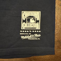Los Angeles Dodgers Mitchell & Ness T Shirt Medium Navy NWT Script Logo (Flaw)