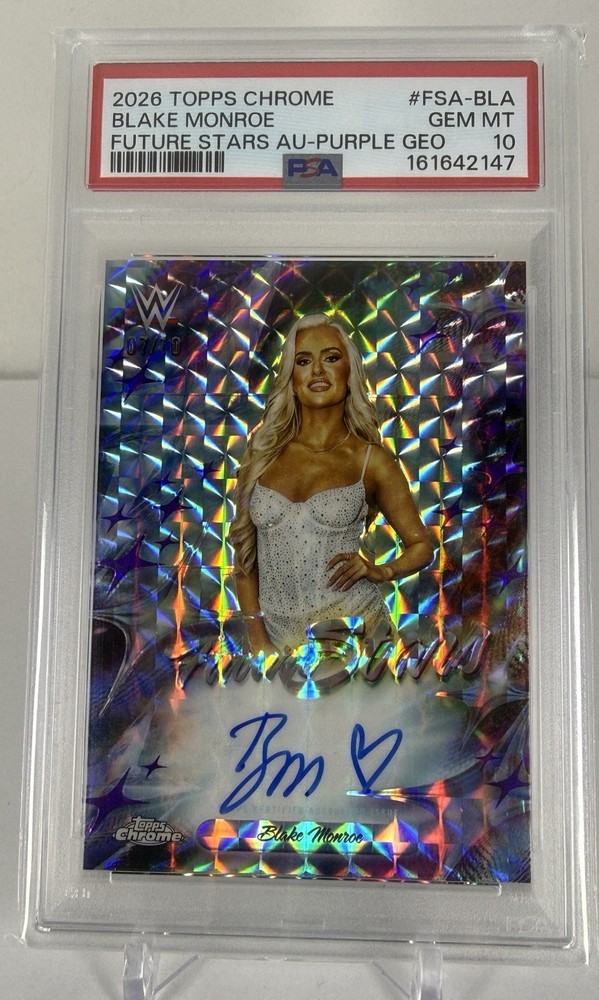 2026 Topps Chrome WWE Blake Monroe Future Stars Auto Purple Refractor /10 PSA 10