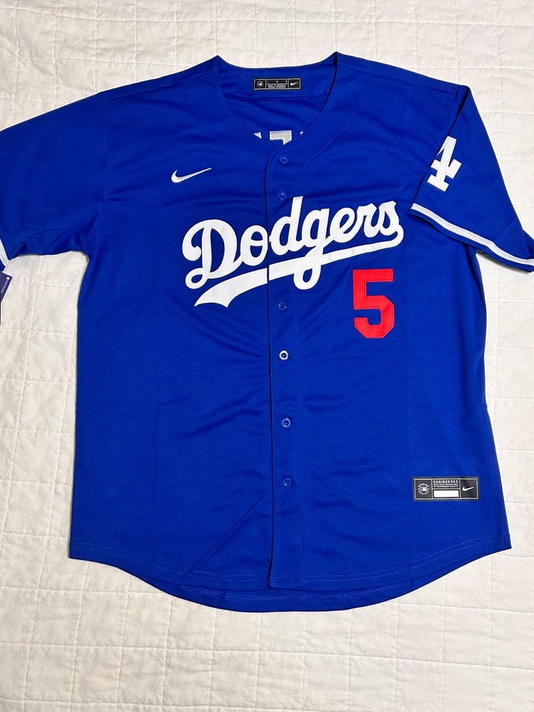Los Angeles Dodgers #5 Freddie Freeman BLUE Jersey STITCHED Size LARGE