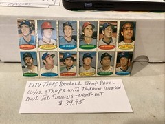 1974 Topps Baseball Stamp Panel W/12 Stamps W/Thurmon Munson W/Free Shipping