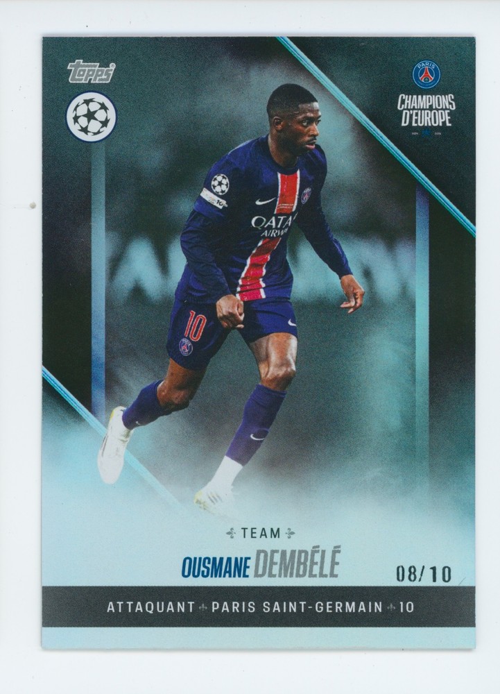 2025 Ousmane Dembele Topps Team Set Champions D&rsquo;Europe Black PSG Card 8/10