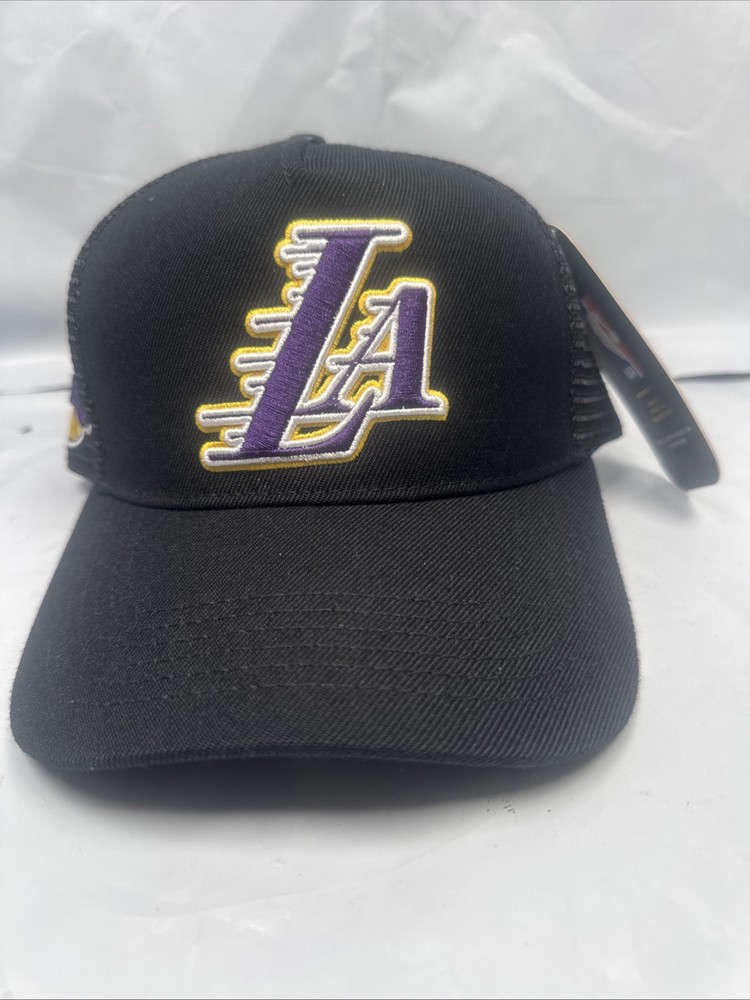 Pro Standard Los Angeles Lakers A-Frame Snapback Trucker Hat Cap Black Purple B4