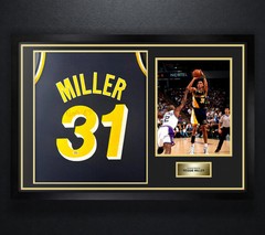 Reggie Miller Signed Indiana Pacers Jersey Framed PSA COA Auto Display