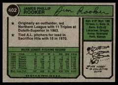 1974 Topps Card Baseball Jim Rooker Pittsburgh Pirates #402 NM