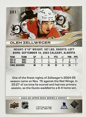 2025-2026 Upper Deck Series 2 Olen Zellweger Deluxe /250!